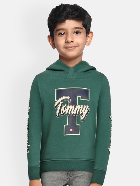 

Tommy Hilfiger Boys Green Brand Logo Printed Hooded Sweatshirt