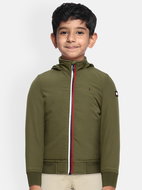 

Tommy Hilfiger Boys Olive Green Solid Bomber Jacket