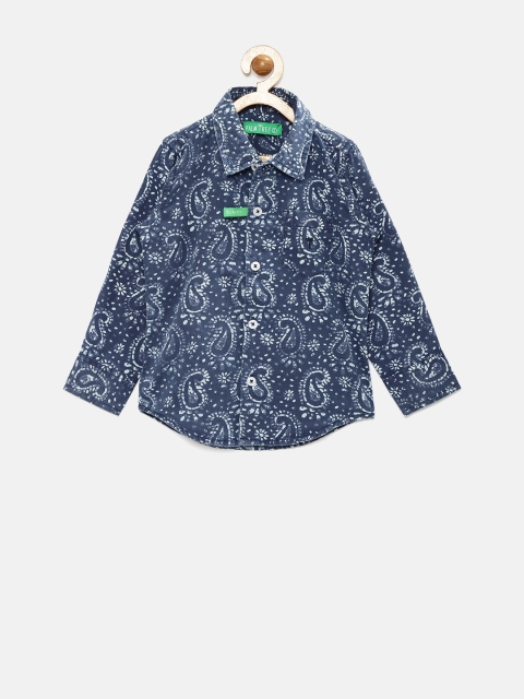 

Palm Tree Boys Blue Printed Slim Fit Casual Shirt
