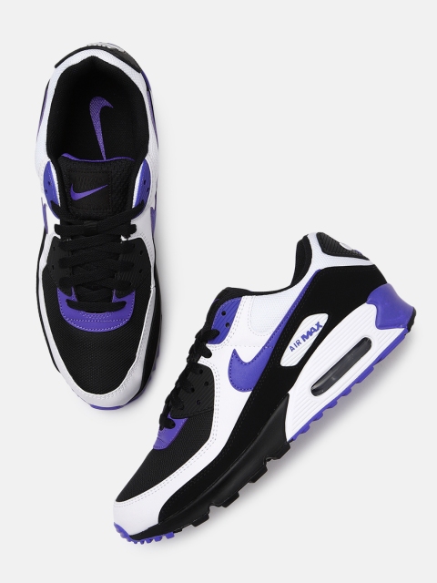 

Nike Men Black & Blue Air Max 90 Leather Sneakers