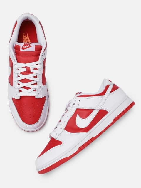 

Nike Men Red Leather DUNK LOW RETRO Sneakers