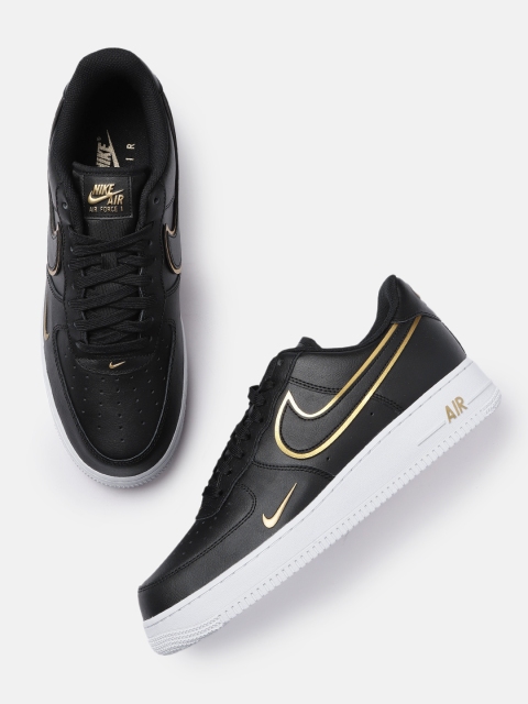 

Nike Men Black AIR FORCE 1 07 LV8 Leather Sneakers