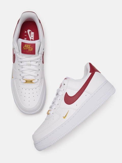 

Nike Women White & Red Air Force 1 '07 Ess Leather Perforated Sneakers