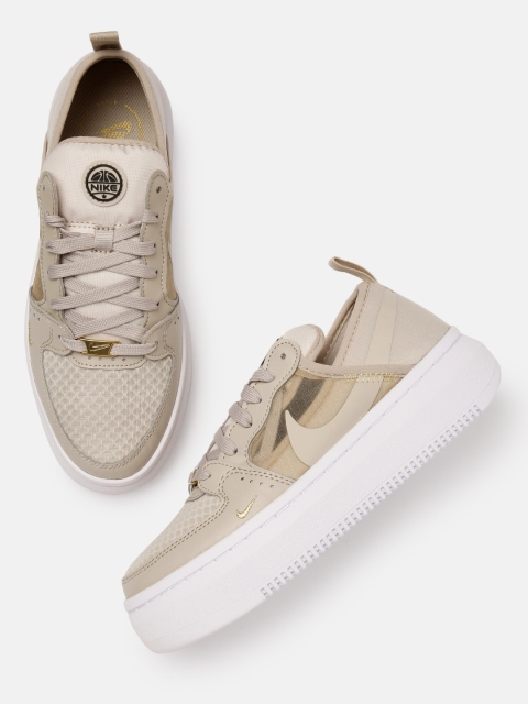 

Nike Women Cream-Coloured COURT VISION ALTA TXT Woven Design Sneakers