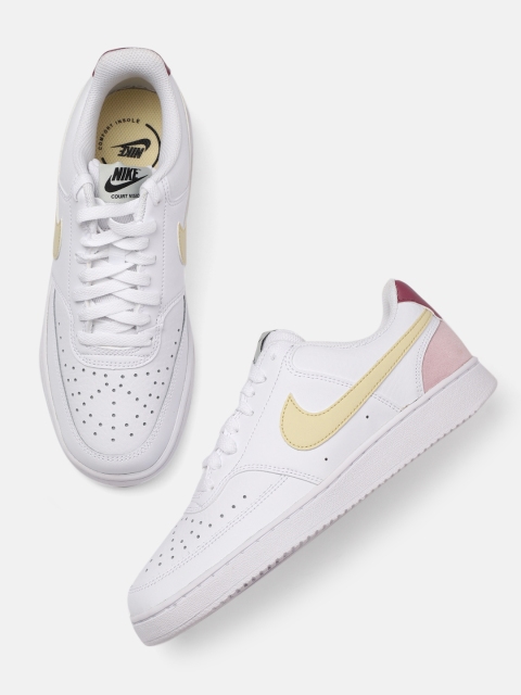 

Nike Women White Court Vision Low Perforations Leather Sneakers