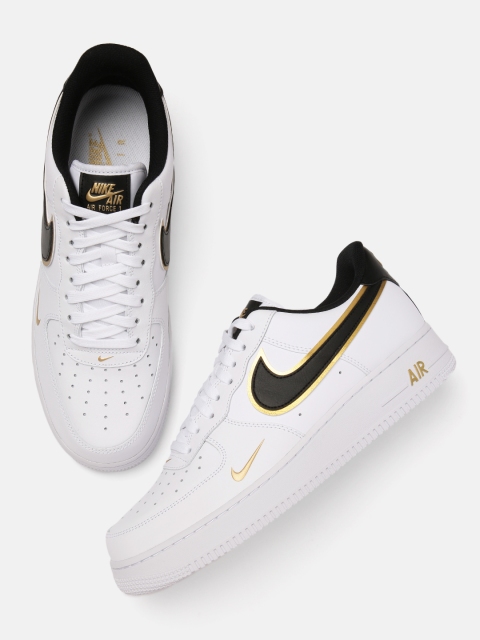 

Nike Men White & Black AIR FORCE 1 '07 LV8 Leather Sneakers