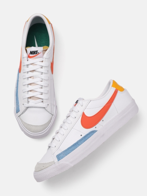 

Nike Women White BLAZER LOW '77 Colourblocked Leather Sneakers