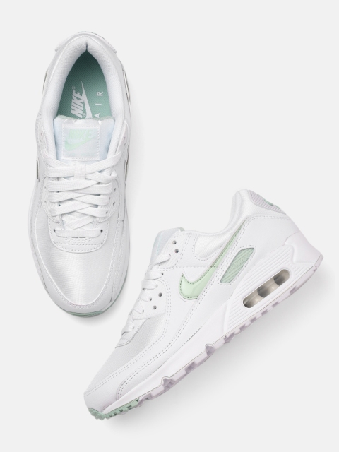 

Nike Women White AIR MAX 90 Leather Sneakers
