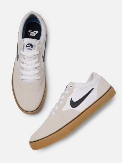 

Nike Unisex White & Cream Colourblocked SB Chron 2 Skate Shoes