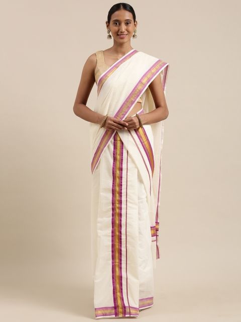

KALINI Off White Kasavu Saree