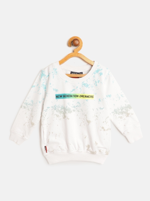 

Gini and Jony Boys White & Blue Pure Cotton Printed Sweatshirt