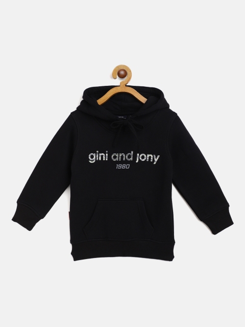 

Gini and Jony Boys Black & Grey Brand Logo Print Hooded Sweatshirt