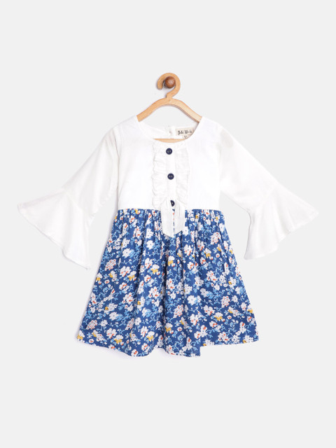 

Bella Moda Girls Blue & White Floral Print Fit & Flare Dress