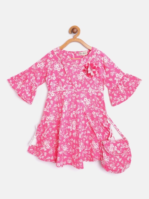 

Bella Moda Girls Pink & White Floral Print Fit & Flare Dress
