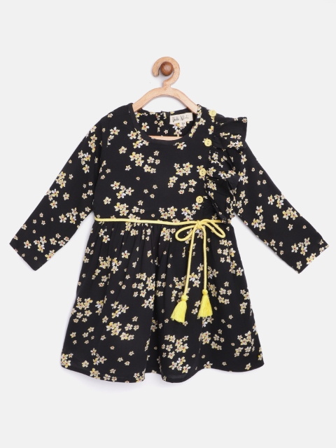 

Bella Moda Girls Black & Yellow Floral Print Fit & Flare Dress