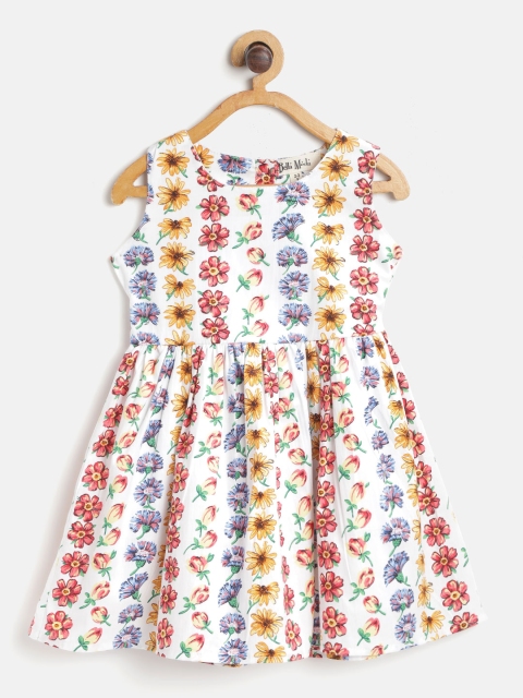 

Bella Moda Girls White & Mustard Yellow Floral Print Fit & Flare Dress