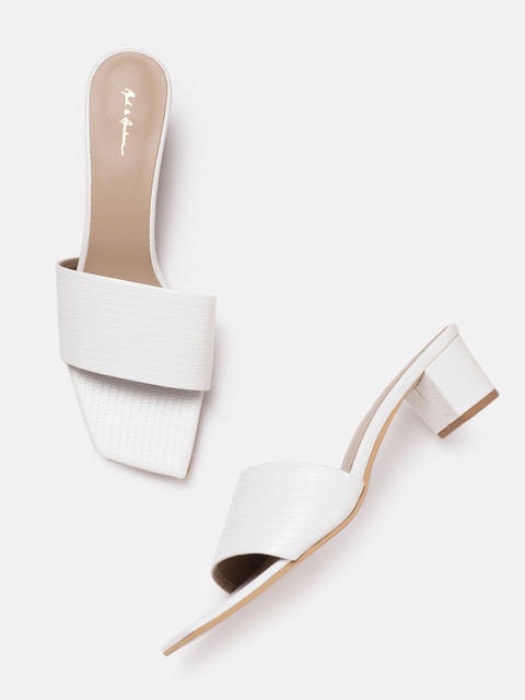 

Mast & Harbour White Reptile Textured Block Heels