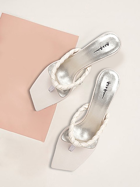 

Mast & Harbour White Braided Block Heels