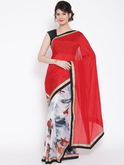 

Jashn Red & Off-White Printed Saree