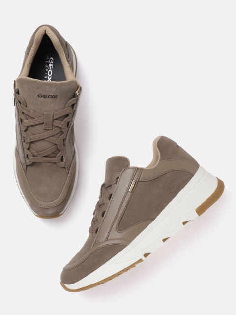 

Geox Women Taupe Leather Sneakers