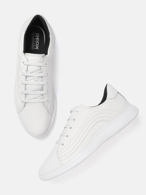 

Geox Women White Solid Leather Sneakers
