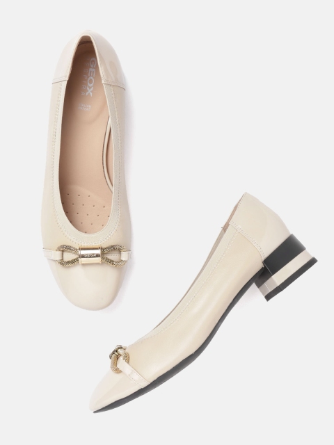

Geox Off-White Leather Glossy Finish Pumps