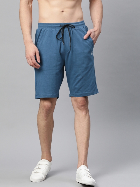 

Kook N Keech Men Blue Solid Pure Cotton Mid-Rise Regular Shorts