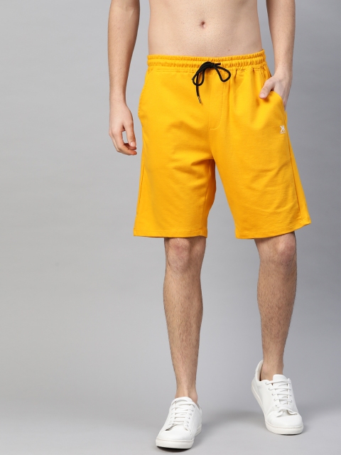 

Kook N Keech Men Mustard Yellow Solid Mid-Rise Regular Shorts