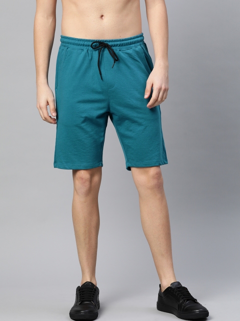 

Kook N Keech Men Teal Blue Solid Pure Cotton Mid-Rise Regular Shorts