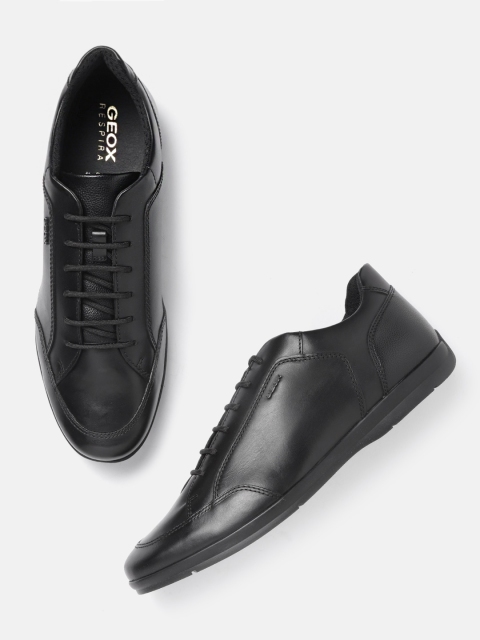 

Geox Men Black Solid Leather Sneakers