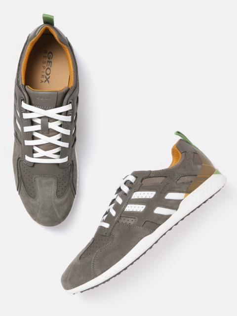 

Geox Men Grey & White Perforated Sneakers