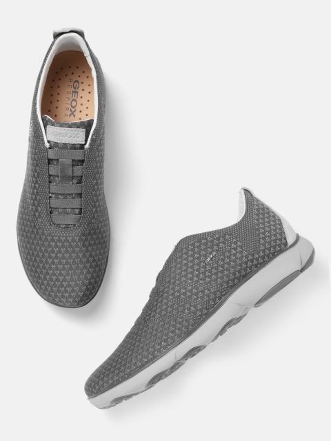 

Geox Men Grey Printed Slip-On Sneakers