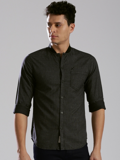 

HRX by Hrithik Roshan Black Self-Design Casual Shirt