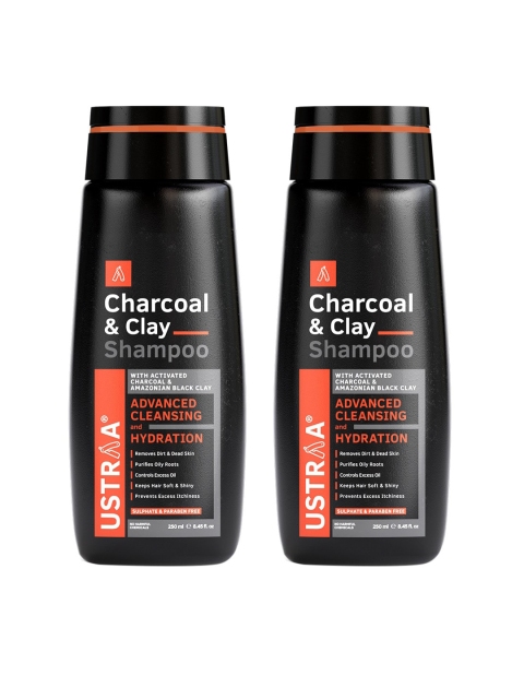 

Ustraa Men Set of 2 Anti Hair Fall Shampoo Infused with Charcoal & Clay, Black