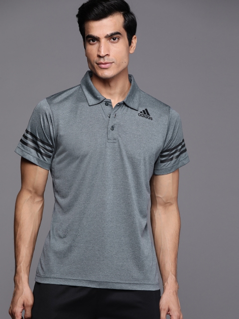 

ADIDAS Men Grey Climacool Polo Collar Training T-shirt