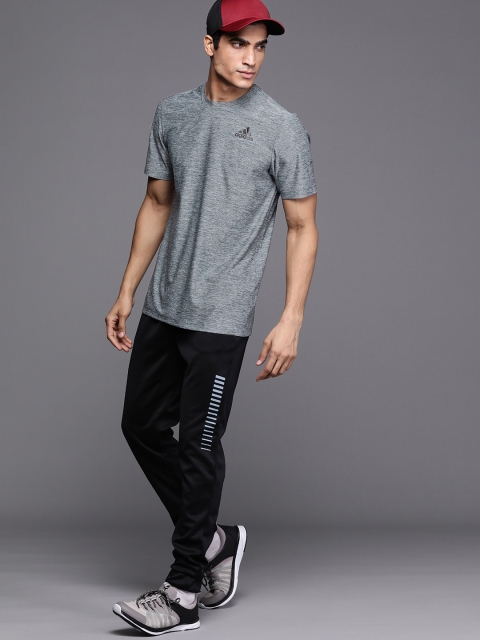 

ADIDAS Men Grey Melange Brand Logo Training or Gym ALL SET T-shirt