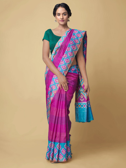 

Unnati Silks Women Pink Woven Design Handloom Sustainable Saree