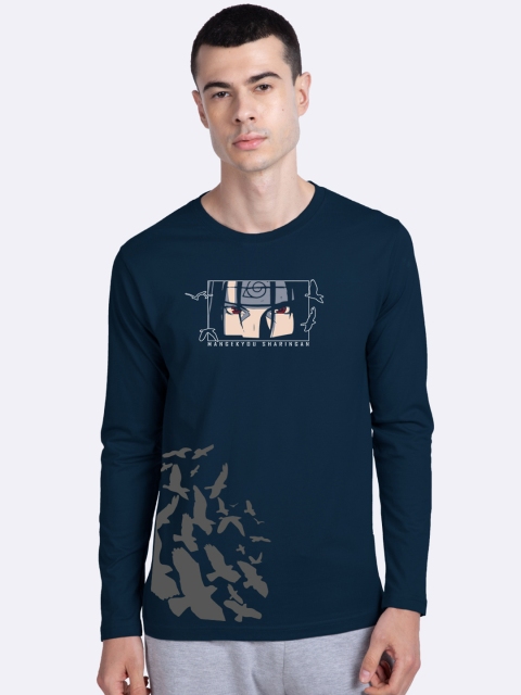 

Bewakoof Men Blue Typography Printed Round Neck T-shirt