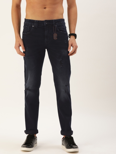 

Flying Machine Men Blue Michael Slim Tapered Fit Low Distress Light Fade Stretchable Jeans