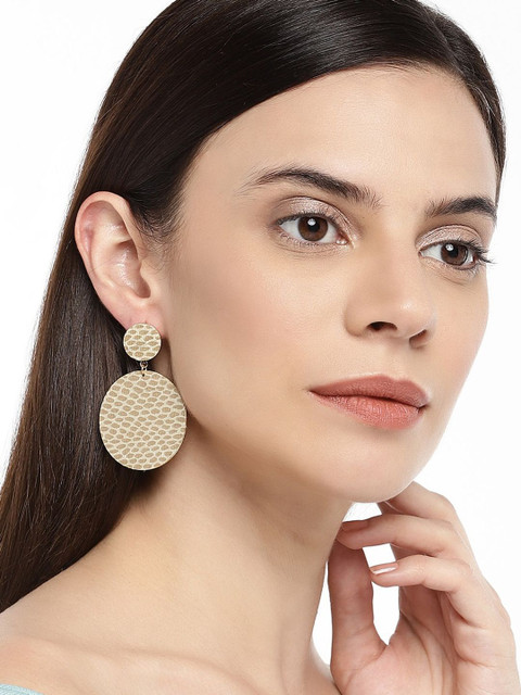 

OOMPH Gold-Toned & Off White Circular Drop Earrings