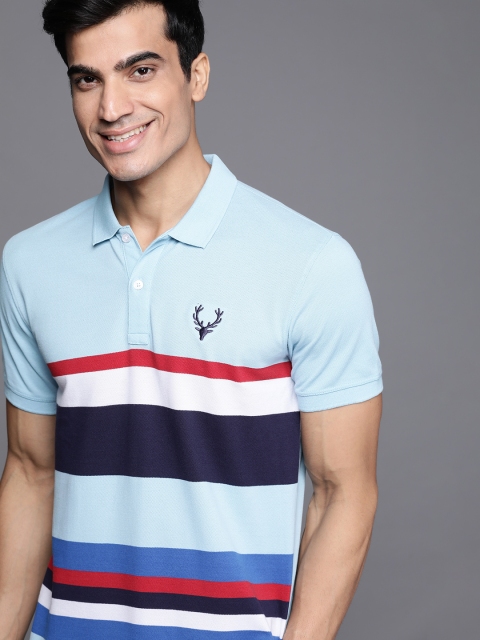

Allen Solly Sport Men Blue & Red Striped Polo Collar T-shirt