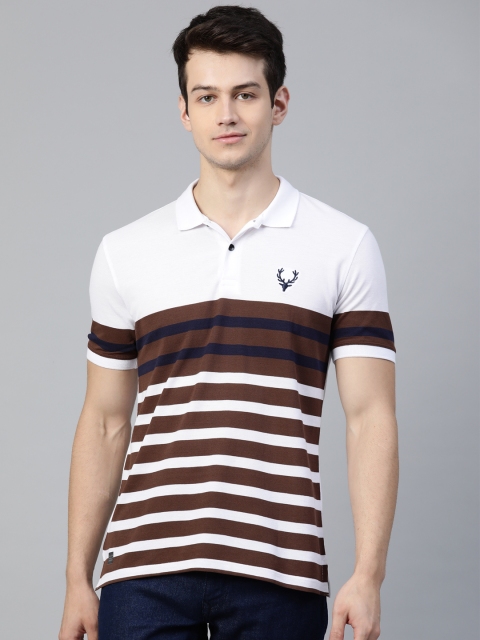 

Allen Solly Sport Men White & Brown Striped Polo Collar T-shirt