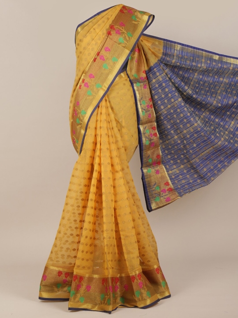 

Pothys Yellow Woven Design Cotton Blend Saree
