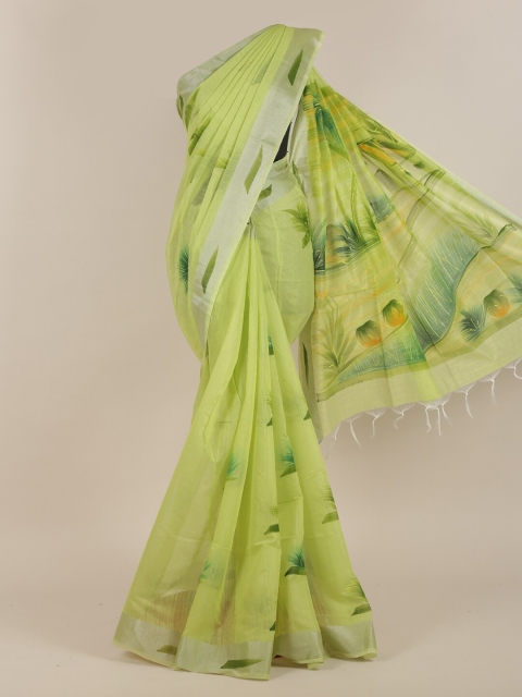 

Pothys Green Floral Cotton Blend Saree