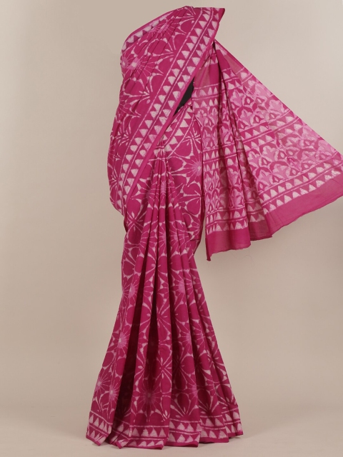 

Pothys Pink Cotton Blend Saree