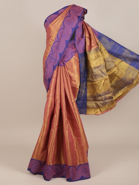 

Pothys Pink & Gold-Toned Woven Design Cotton Blend Saree