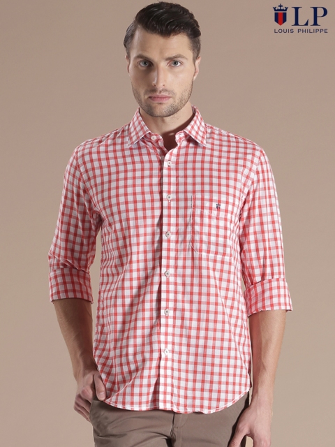 

Louis Philippe Sport Red & White Checked Union Slim Fit Casual Shirt