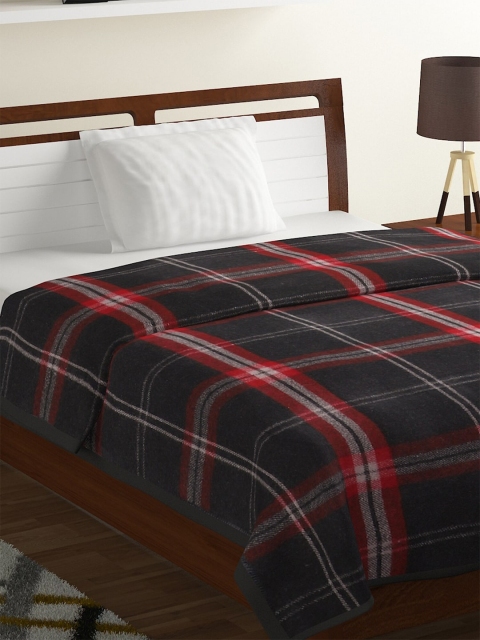 

Raymond Home Grey & Red Checked Mild Winter 450 GSM Single Bed Blanket