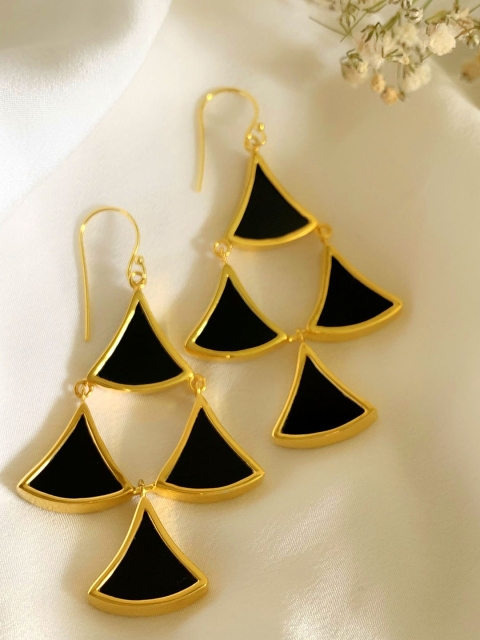 

Amaltaas Silver with Gold Toned & Black Handcrafted Drop Earrings
