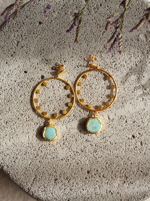 

Amaltaas Blue & Gold Turquoise Hoop Earrings